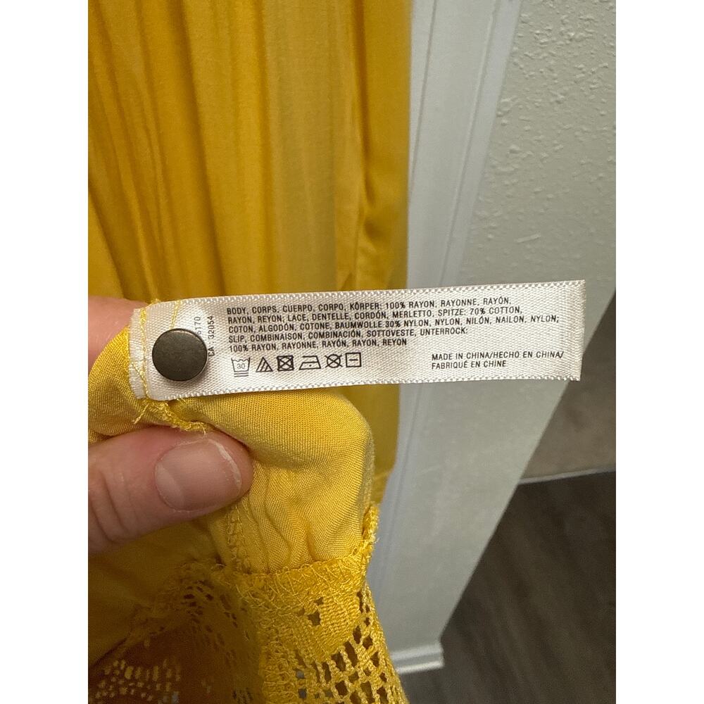 Anthropologie Lilka Crochet Lace Mustard Yellow Fairy Twee Dress Size Medium - Picture 6 of 6